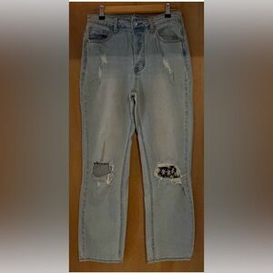 Distressed SONG jeans with patching
